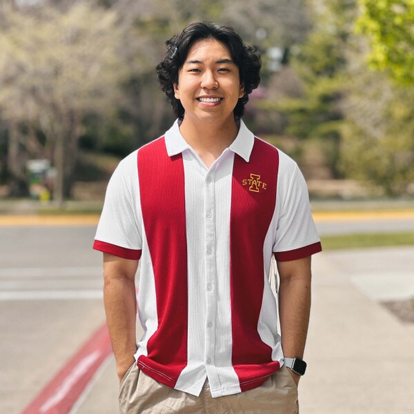 Colosseum I-State White and Cardinal Cambridge Button Up Short Sleeve Shirt